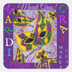MARDI GRAS KUNST QUADRATISCHER AUFKLEBER