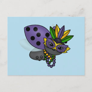 Mardi Gras Ladybug Postkarte