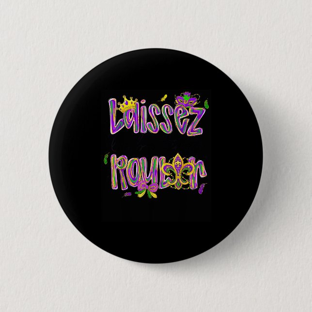 Mardi Gras Laissez Les Bon Temps Rouler Beads Fleu Button (Vorderseite)