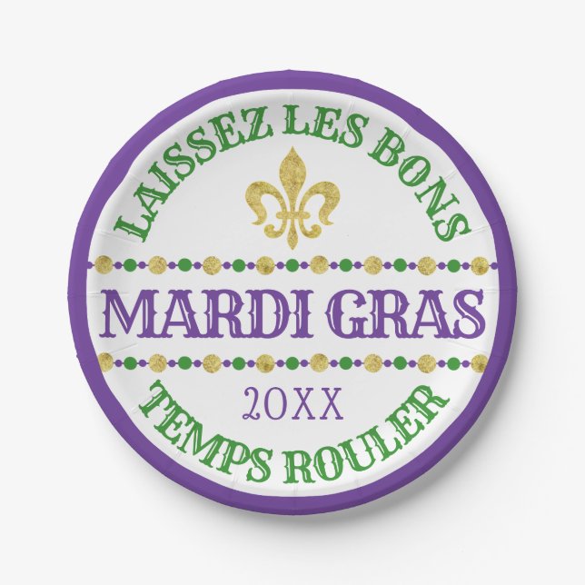 Mardi Gras | Laissez Les Bons Temps Rouler Pappteller (Vorderseite)