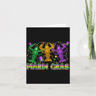 Mardi Gras Langusten-Narrenhut-Perlen-Shirt New Or Karte
