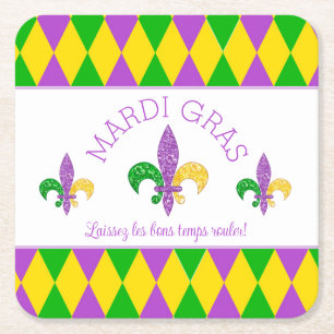 Mardi Gras! Lasst die guten Zeiten beginnen Papier Rechteckiger Pappuntersetzer