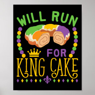 Mardi Gras läuft für King Cake Funny Ru Poster