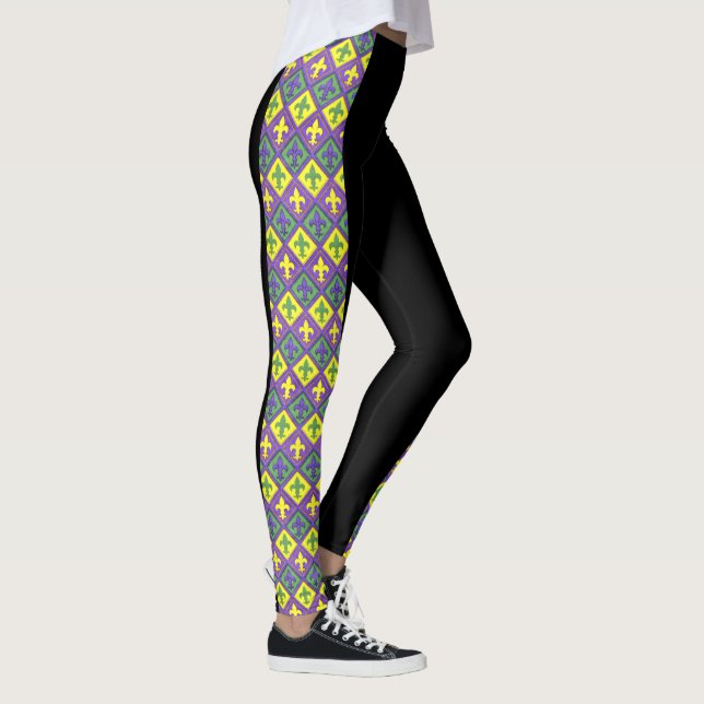 Mardi Gras Leggings Black Lila Green Gold (Rechts)