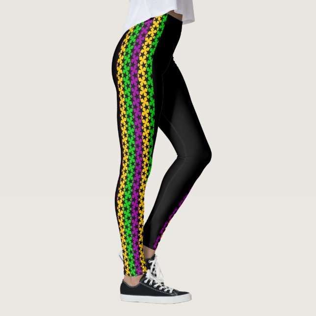 Mardi Gras Leggings Black Lila Green Gold STARS (Rechts)