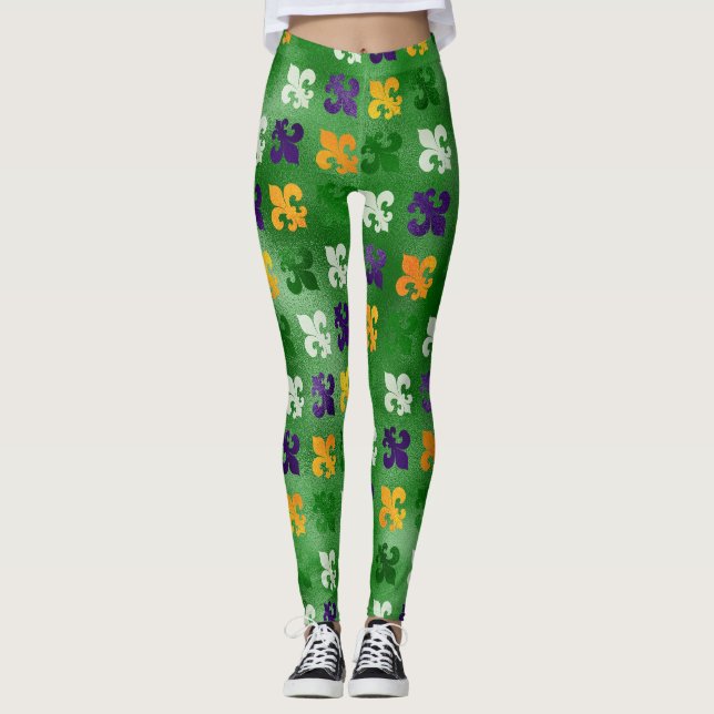 Mardi Gras Leggings, Mardi Gras Lilie Leggings (Vorderseite)