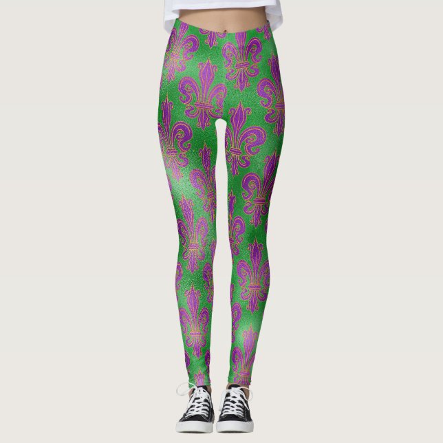 Mardi Gras Leggings, Mardi Gras Lilie Leggings (Vorderseite)