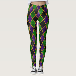 Mardi Gras Leggings, Mardi Gras Raute Jester Leggings