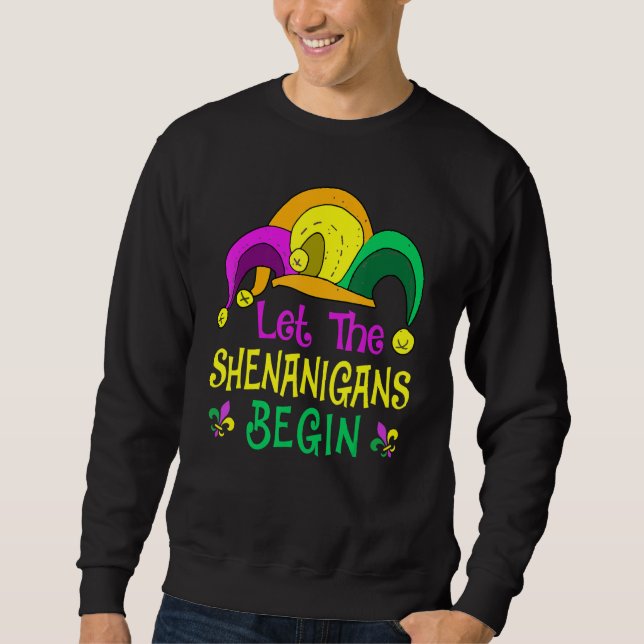 Mardi Gras Let The Shenanigan Begin Jester Hat Kid Sweatshirt (Vorderseite)