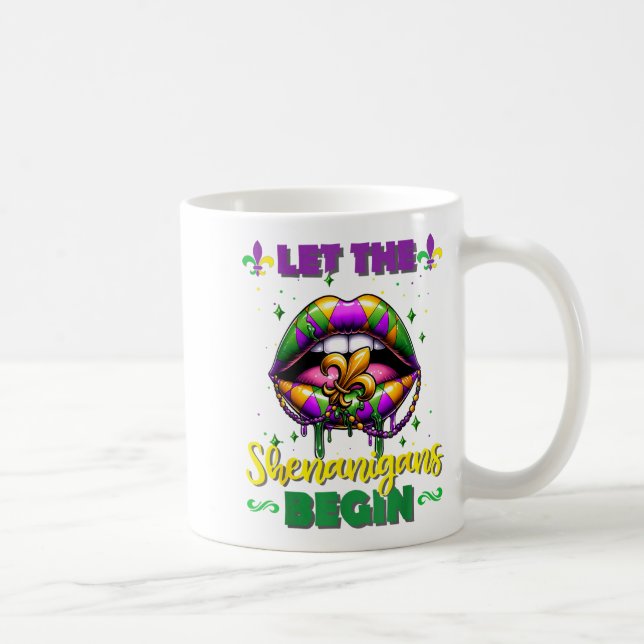 Mardi Gras Let The Shenanigans Begin Lips Kids Men Kaffeetasse (Rechts)