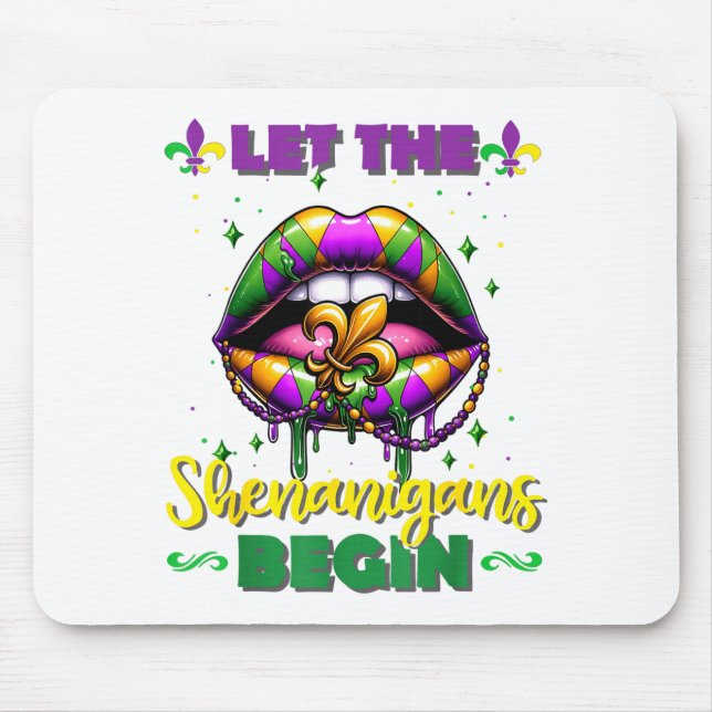 Mardi Gras Let The Shenanigans Begin Lips Kids Men Mousepad (Vorne)