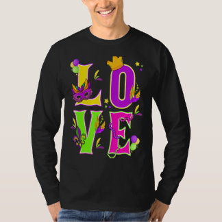Mardi Gras Liebe I Liebe Mardi Gras Funny Colorful T-Shirt