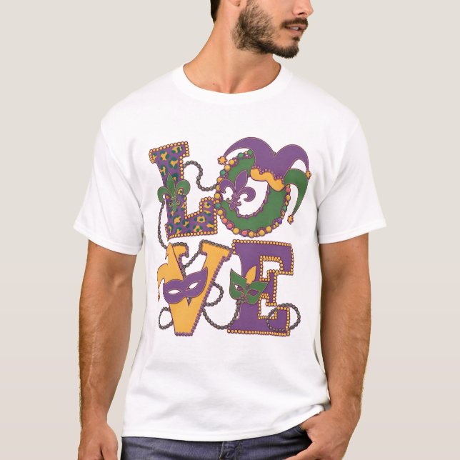 Mardi Gras Liebe-Liebe in Bloom - Mardi Gras Theme T-Shirt (Vorderseite)