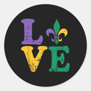 Mardi Gras Liebe Lilie Runder Aufkleber