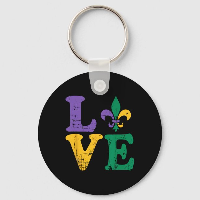 Mardi Gras Liebe Lilie Schlüsselanhänger (Vorderseite)