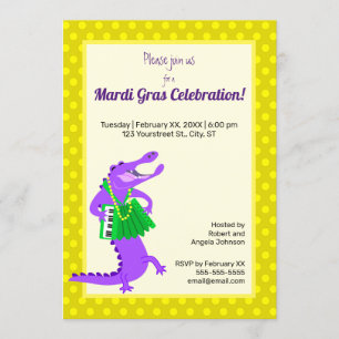 Mardi Gras Lila Alligator Einladung