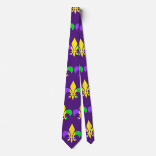 Mardi Gras Lila Gelb Fleur-de-Lis Krawatte