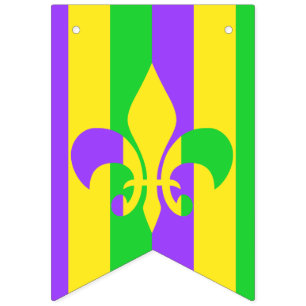 Mardi Gras Lila Gelb Fleur-de-Lis Wimpelkette