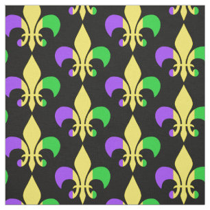 Mardi Gras Lila-Gelbe Fleur-de-Lis Stoff