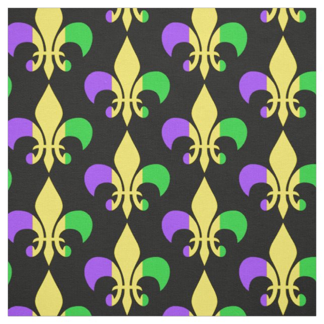 Mardi Gras Lila-Gelbe Fleur-de-Lis Stoff (Muster)