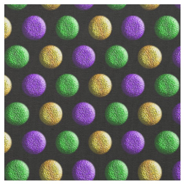 Mardi Gras Lila Gelbe Polka Dots Stoff (Nahaufnahme)