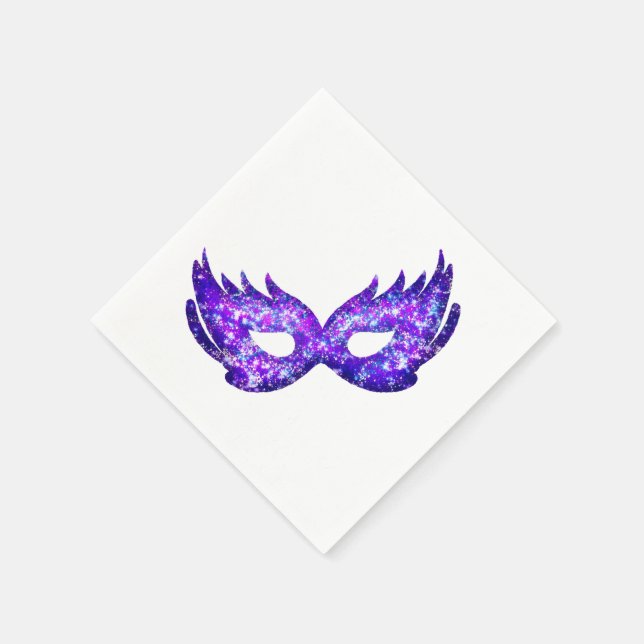 Mardi Gras Lila Glitzer Mask Serviette (Ecke)