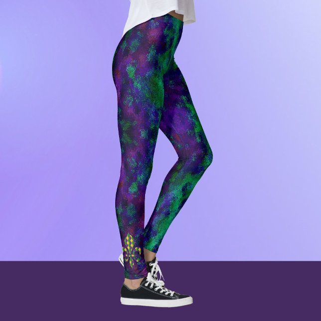 Mardi Gras Lila Green Fleur di Lis Leggings (Von Creator hochgeladen)