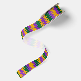 Mardi Gras Lila Grün Gold Zickzack-Muster Satinband