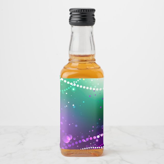 Mardi Gras Lila Hintergrund Alkoholflaschenetikett (Vorderseite)