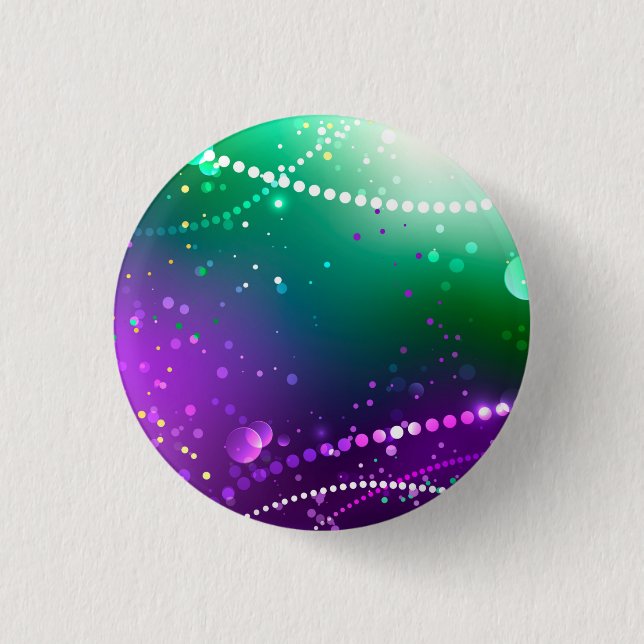 Mardi Gras Lila Hintergrund Button (Vorderseite)