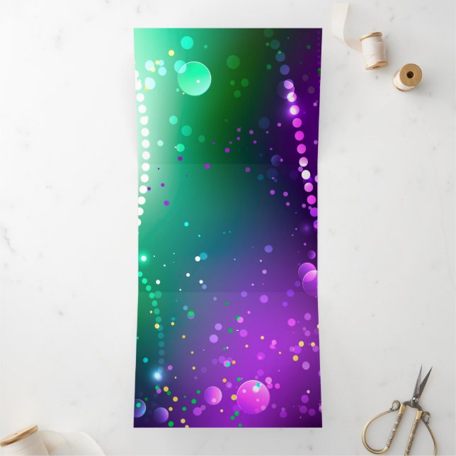 Mardi Gras Lila Hintergrund Dreifach Gefaltete Ankündigung (Innenseite)