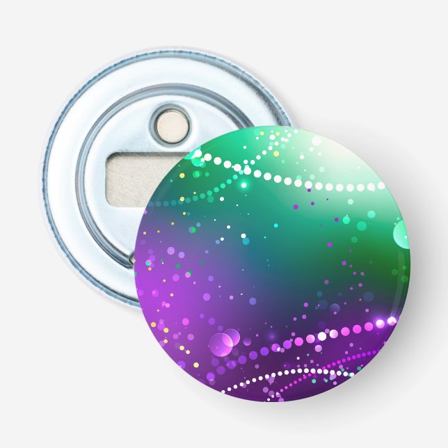 Mardi Gras Lila Hintergrund Flaschenöffner (Vorderseite)