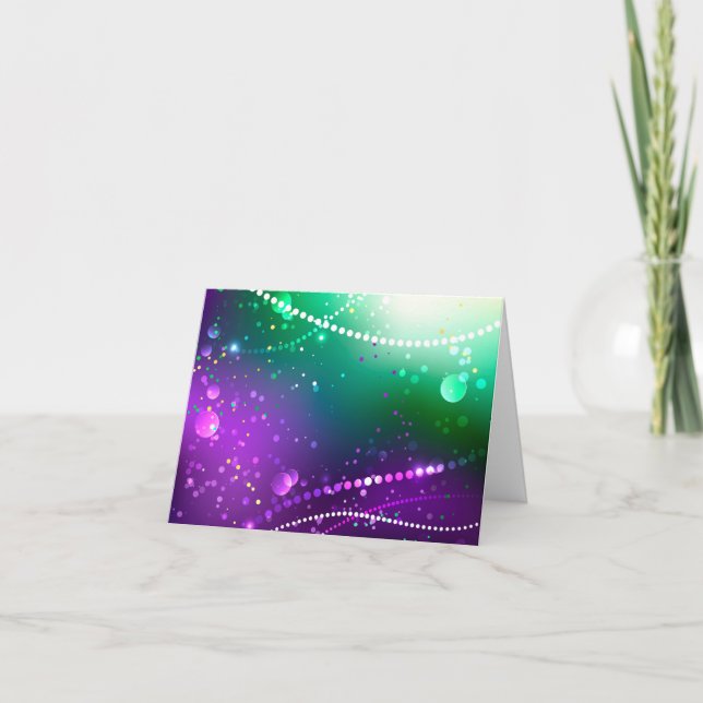 Mardi Gras Lila Hintergrund Karte (Vorderseite)
