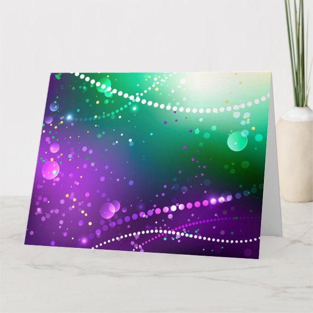 Mardi Gras Lila Hintergrund Karte (Vorderseite)