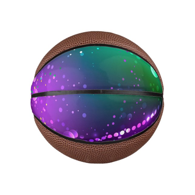 Mardi Gras Lila Hintergrund Mini Basketball (Vorderseite)