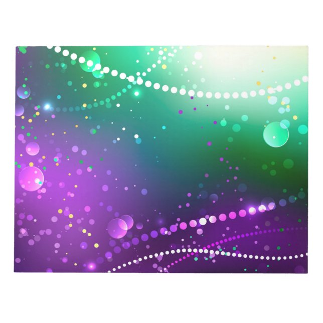 Mardi Gras Lila Hintergrund Notizblock (Vorderseite)