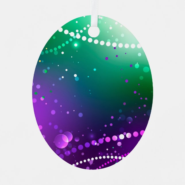Mardi Gras Lila Hintergrund Ornament Aus Metall (Vorderseite)