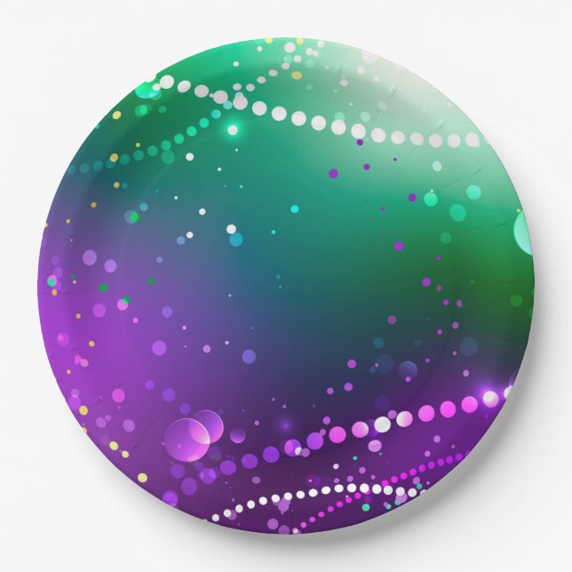 Mardi Gras Lila Hintergrund Pappteller (Vorderseite)