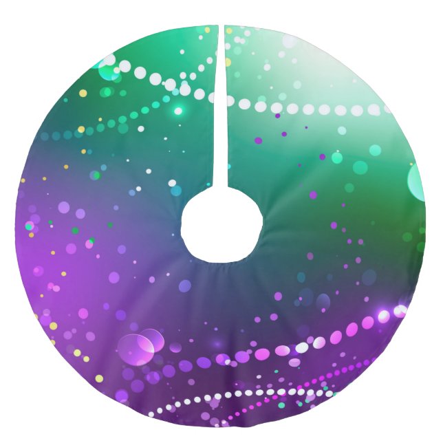 Mardi Gras Lila Hintergrund Polyester Weihnachtsbaumdecke (Vorderseite)