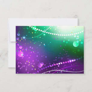 Mardi Gras Lila Hintergrund RSVP Karte