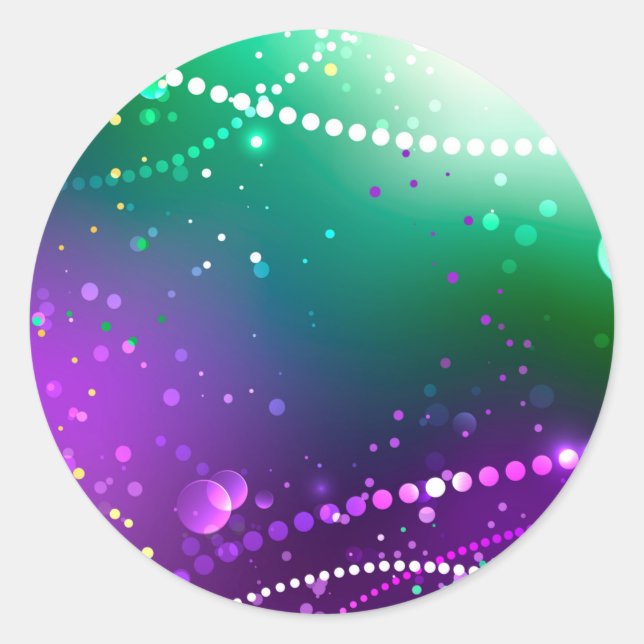 Mardi Gras Lila Hintergrund Runder Aufkleber (Vorderseite)