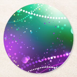 Mardi Gras Lila Hintergrund Runder Pappuntersetzer