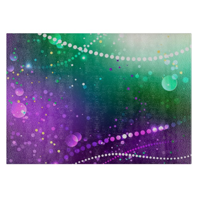 Mardi Gras Lila Hintergrund Schneidebrett (Vorderseite)