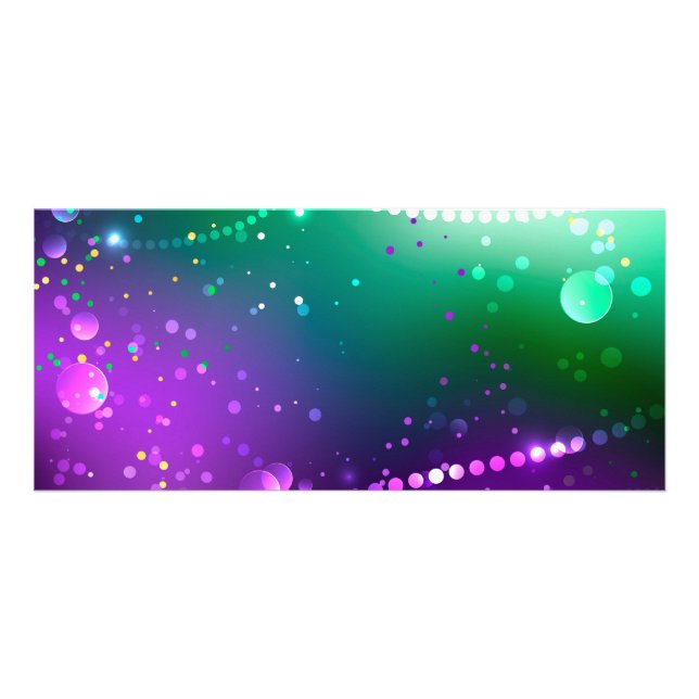 Mardi Gras Lila Hintergrund Werbekarte (Vorne)