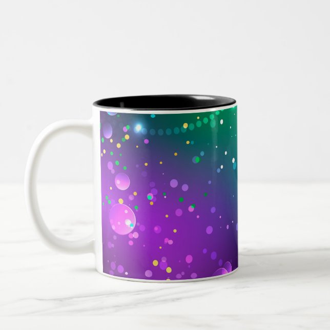 Mardi Gras Lila Hintergrund Zweifarbige Tasse (Links)