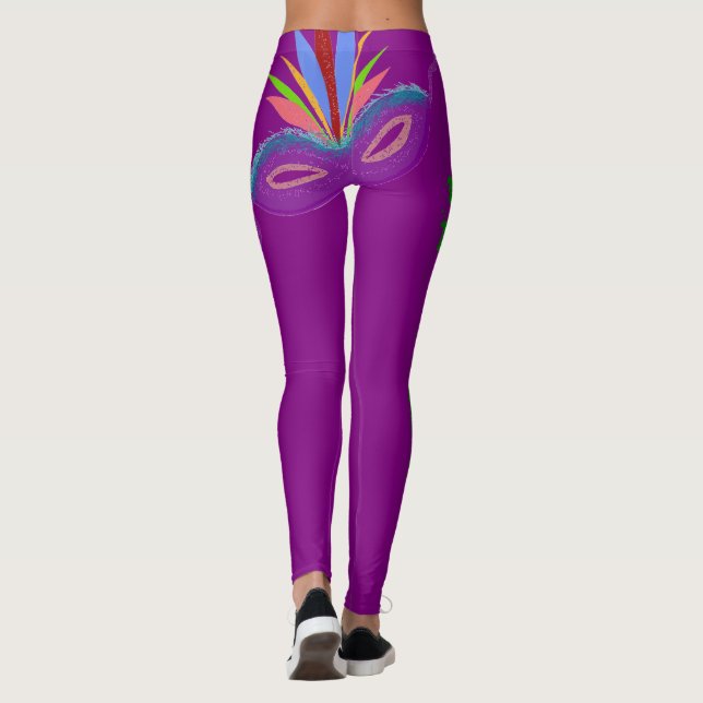 Mardi Gras Lila Mask Leggings (Rückseite)