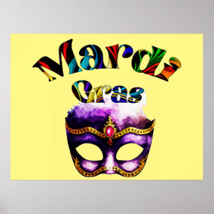 Mardi Gras - Lila Maske am Dienstag New Orleans Poster