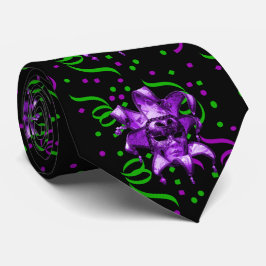 Mardi Gras Lila Maske mit Confetti Krawatte