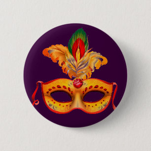 Mardi gras, lila Maskerade Button