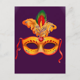 Mardi gras, lila Maskerade Postkarte